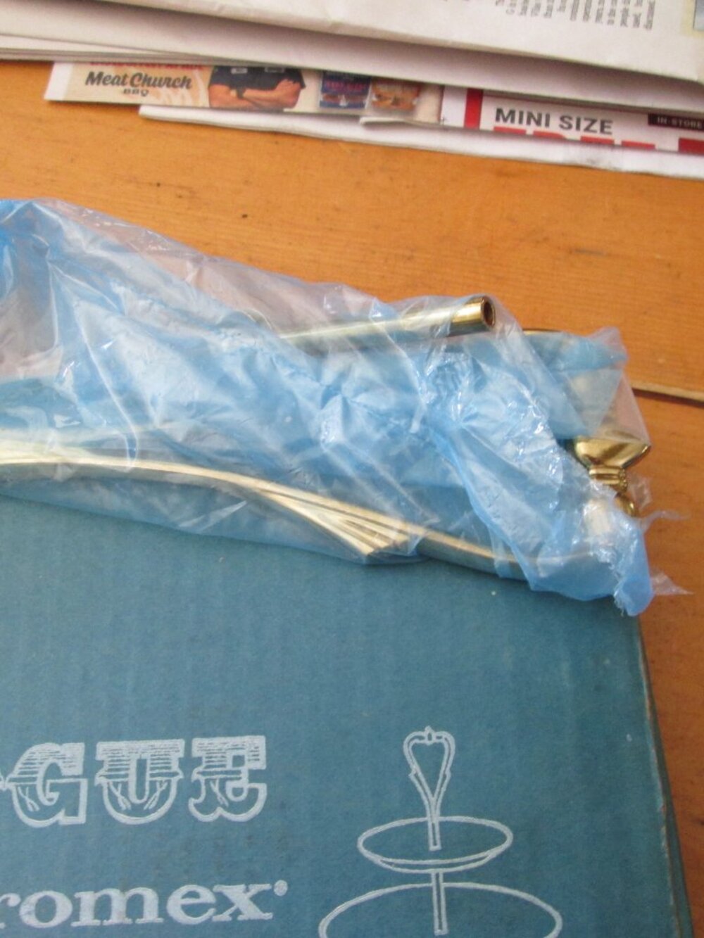 vTG VOGUE Kromex tidbit tiered server dish chrome brass in box - Picture 2 of 6